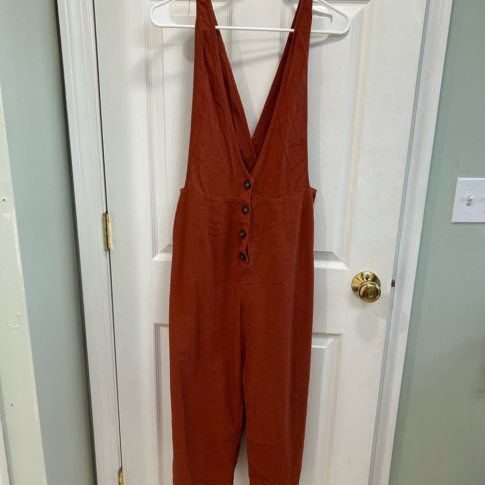 Sienna Sky Terracotta Jumpsuit with Button Accents